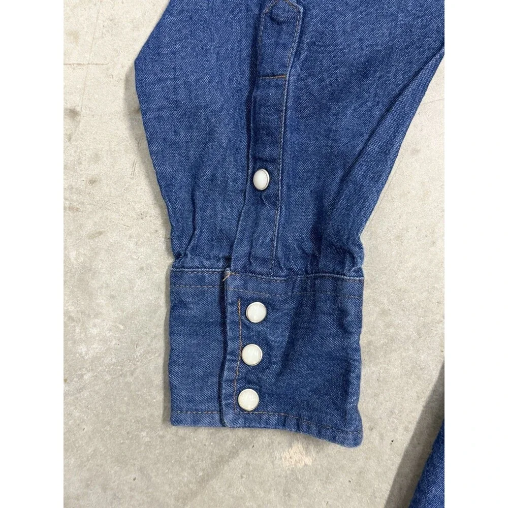 Wrangler Pearl Snap Denim button up T Shirt Size XL